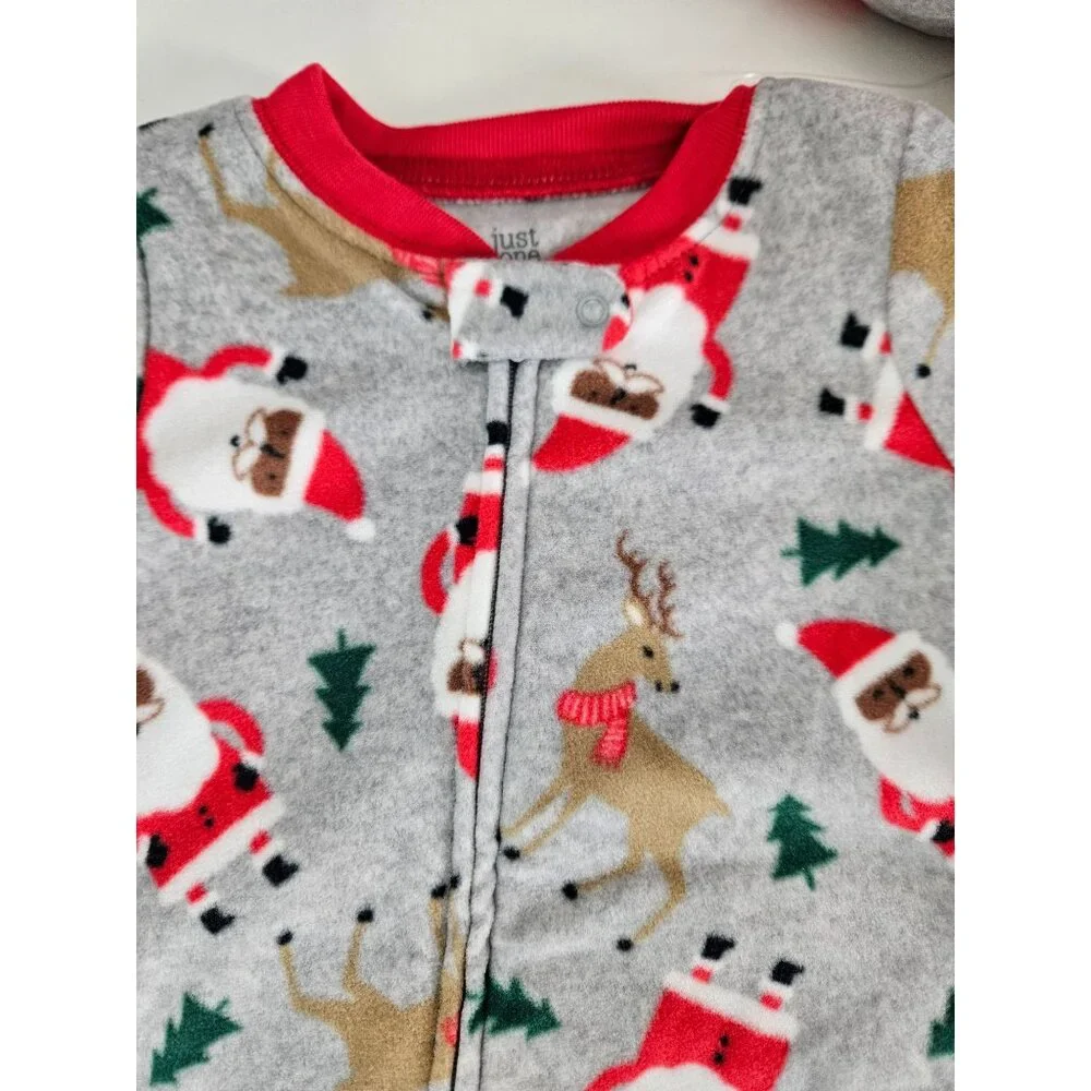 Carters Size 9 M Unisex Set of 2 Cozy Baby Pajamas Holiday Prints & Stripes Soft